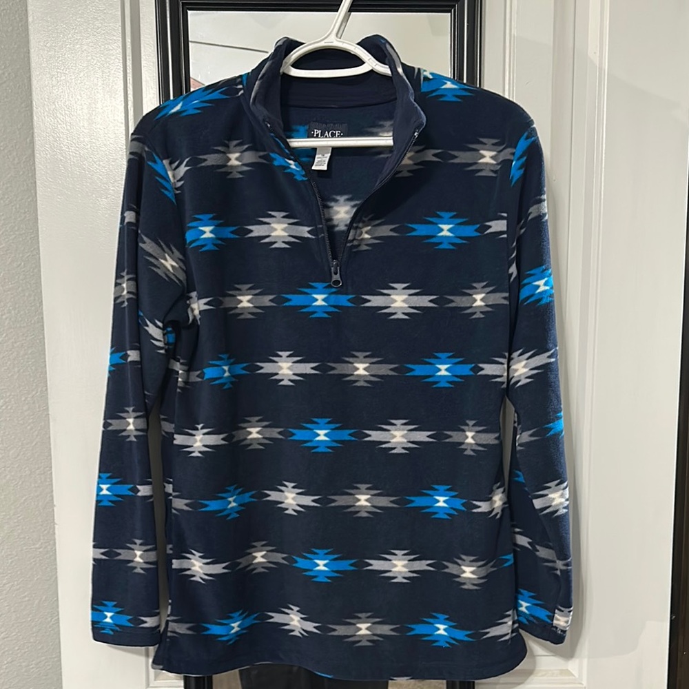 Blue and Gray Patterned Pullover